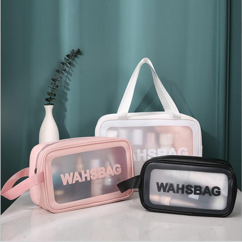 INFY - R526 Tas Kosmetik Transparan Washbag Anti Air / Tas Travel Toiletry Bag Waterproof - Pouch Make Up Toiletries - Tas Sabun Peralatan Mandi Travel