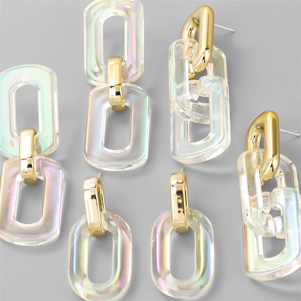 Lily 1pasang Anting Rantai Fashion Jelly Warna Korea Ins Transparan