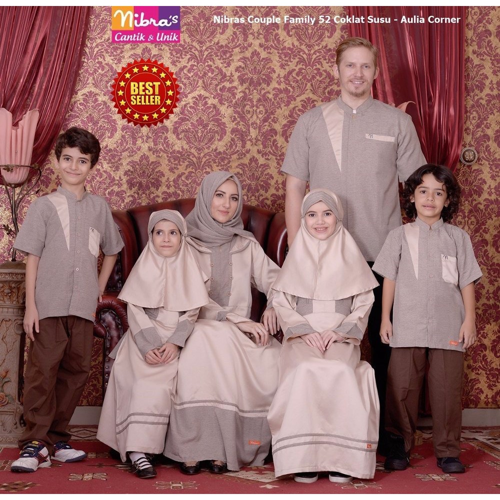 Baju Couple Muslim Bertiga Family - Baju Couple Keluarga Untuk Lebaran