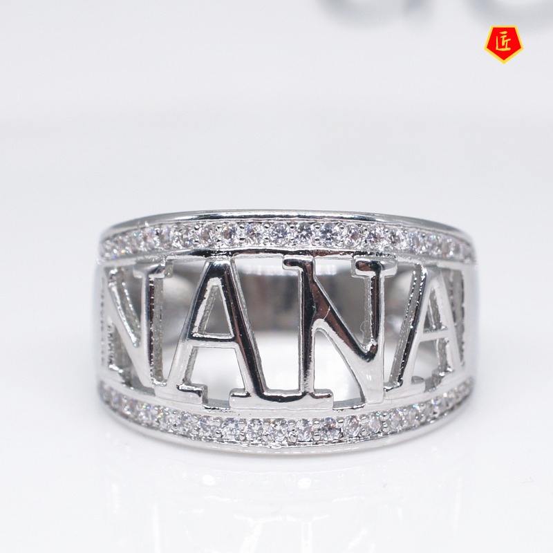 [Ready Stock]18K Platinum Diamond-Studded Ring Creative Personality