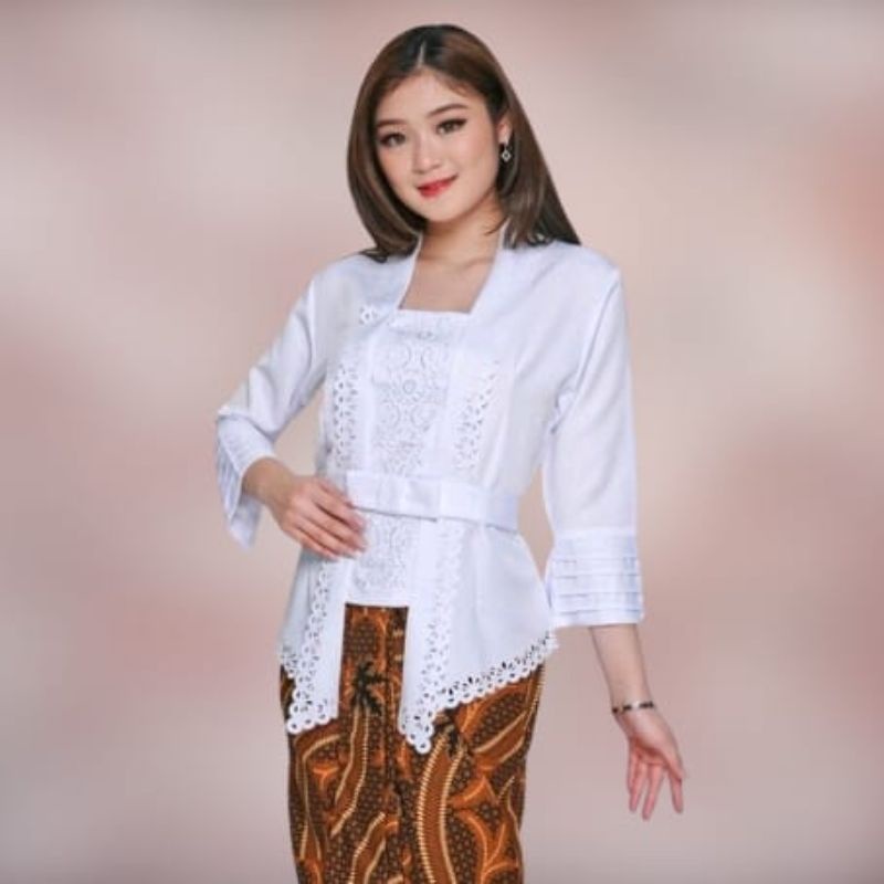 Atasan Blouse Kebaya Kutu Baru Katun Laser Import Lengan 3/4 Encim  Wanita