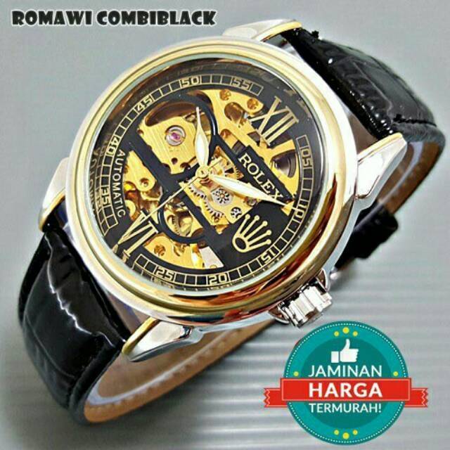 Jam Tangan Pria Rolex Automatic romawi Skeleton