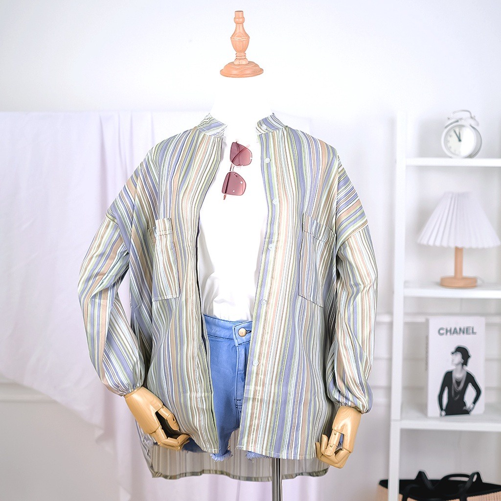 GSC - Sierra Candy Stripe Tunik Wanita Muslim / Kemeja Sierra Pocket