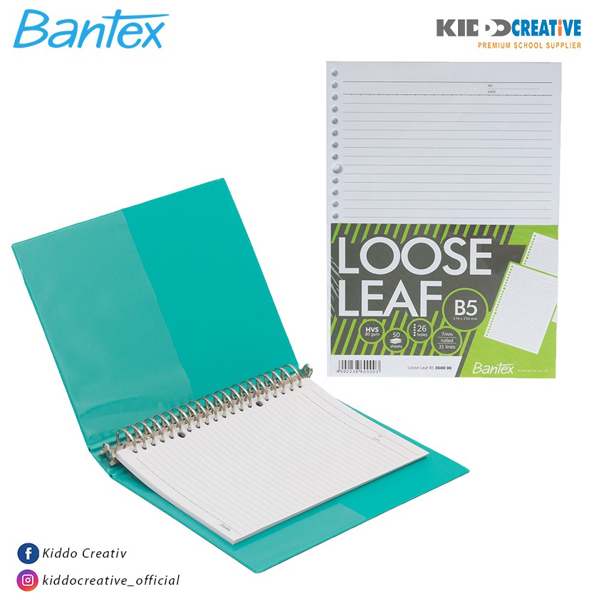 

Bantex Loose Leaf Paper B5 80 gsm 50 Sheets - 26 Holes #8600 00
