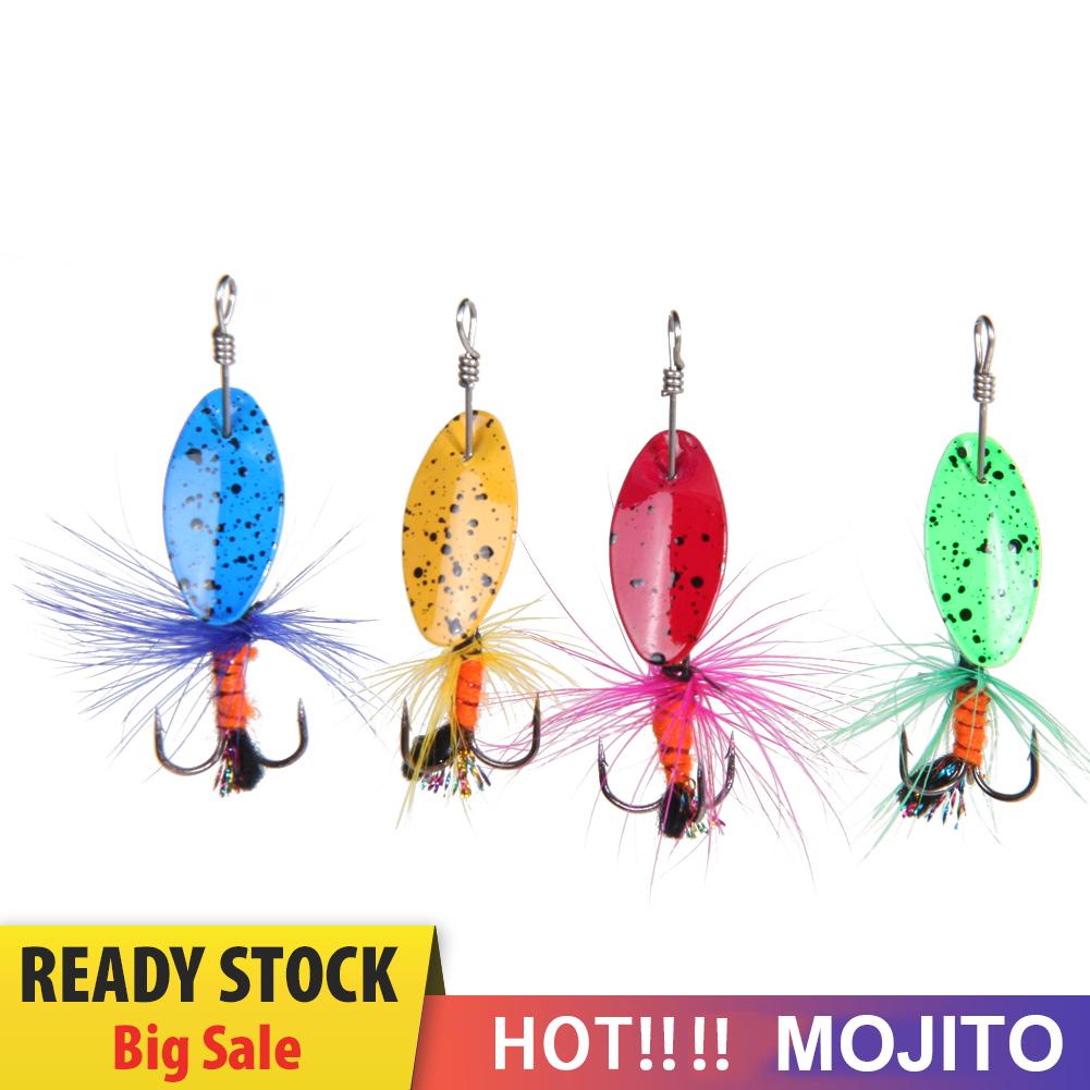 4 Pcs Umpan Pancing Hard Bait Bentuk Sendok Spinner Dengan Mata Kail