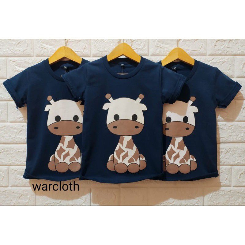 Kaos Baju Anak Kartun Jerapah Navy  - Bahan Adem - Termurah - Anak umur 1-8 Tahun