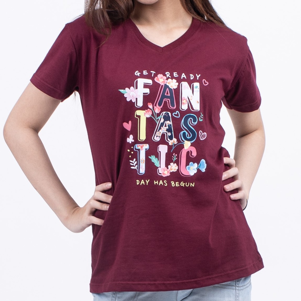 SOUTH FORMED FANTASTIC DAY KAOS V NECK / O NECK KATUN PREMIUM ADEM WANITA / CEWEK MOTIF / GAMBAR