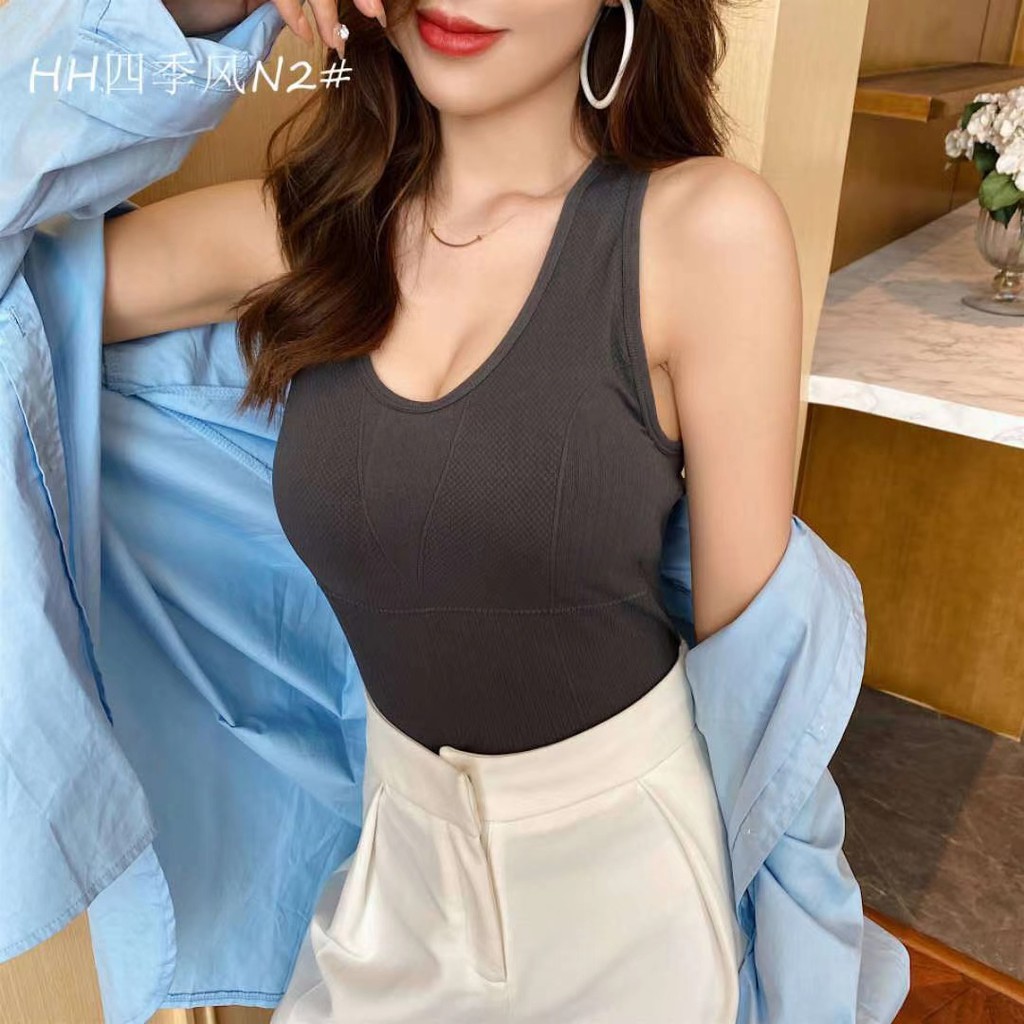 Tank top wanita / Tanktop Bra Korean Vneck  N2#-7
