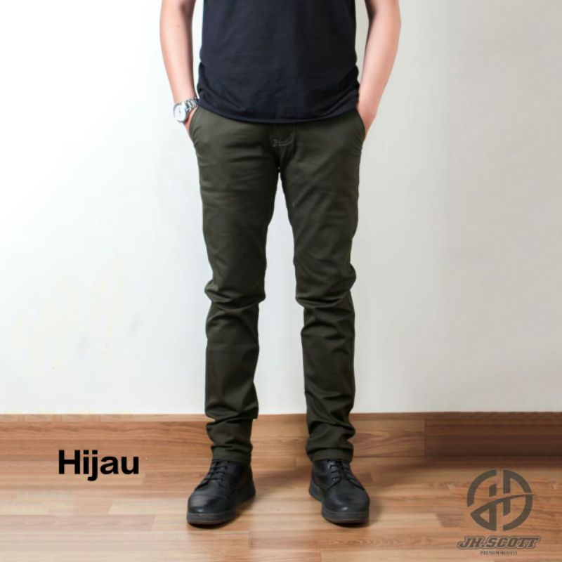 CELANA CHINO PRIA PANJANG/CELANA CHINO BIGSIZE/HIJAU 28-42