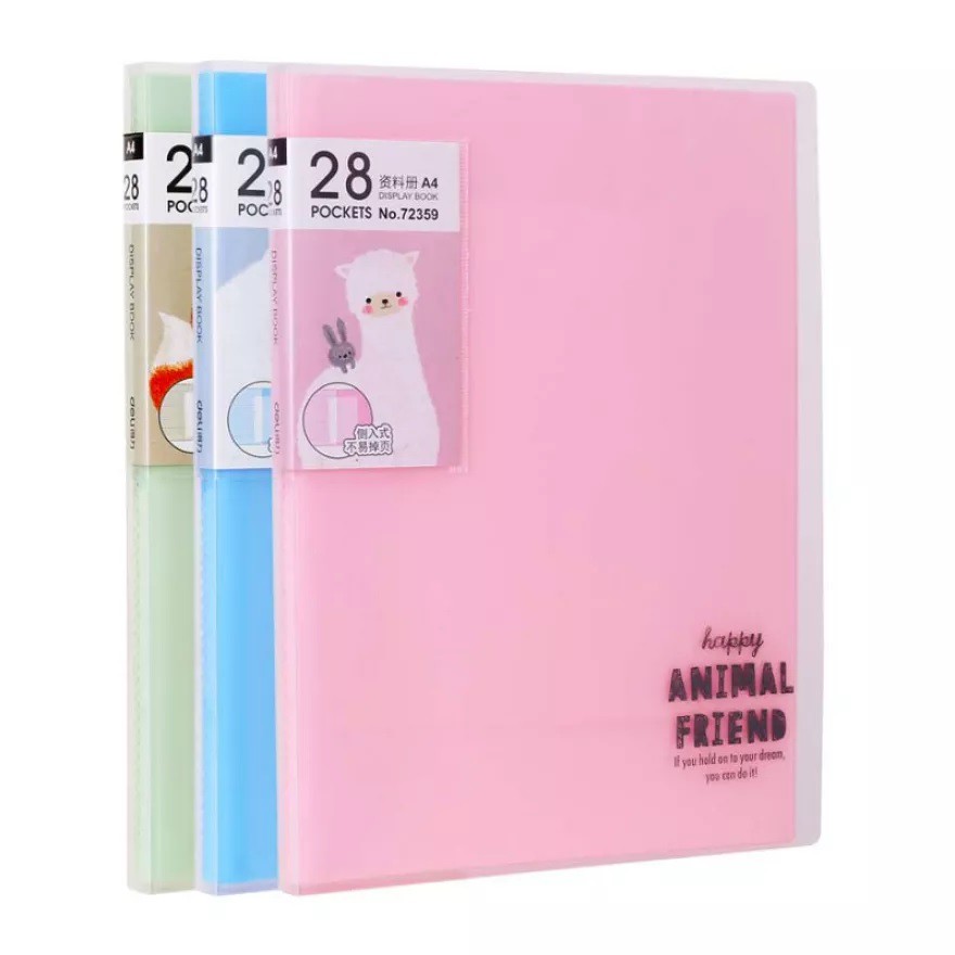 MAP PLASTIK DOKUMEN CLEAR HOLDER A4 28 LBR DELI 72359 LUCU WARNA DISPLAY BOOK