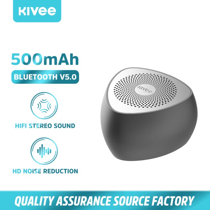 Speaker kivee Bluetooth 5.0 Mini Portable Extra Bass With backlight - Hitam(T4A2) Speaker ortable Wi