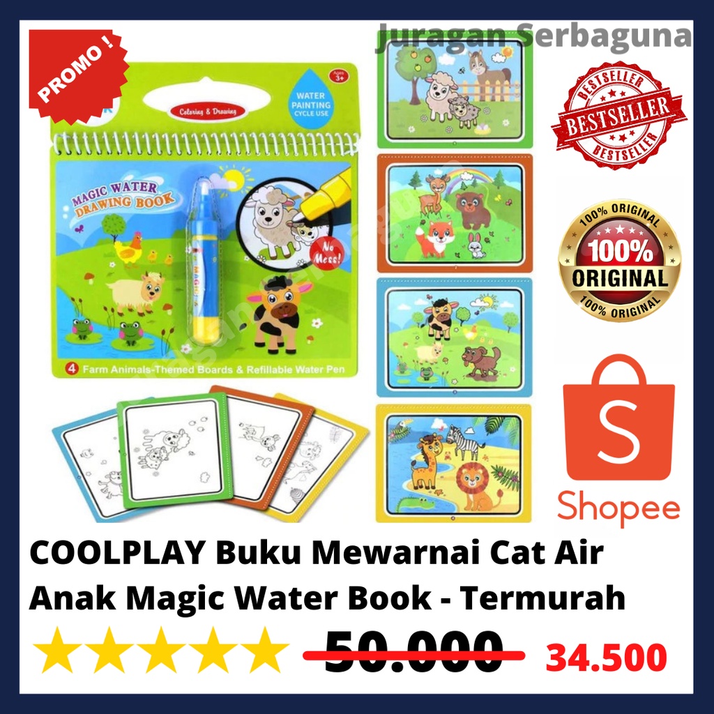 

COOLPLAY Buku Mewarnai Cat Air Anak Magic Water Book - Termurah