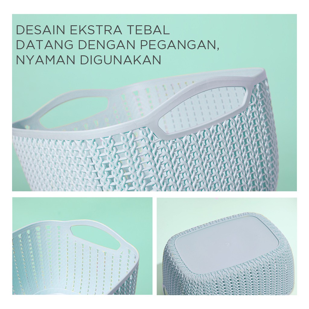 OKK Medium square woven basket Keranjang anyaman penyimpanan persegi sedang