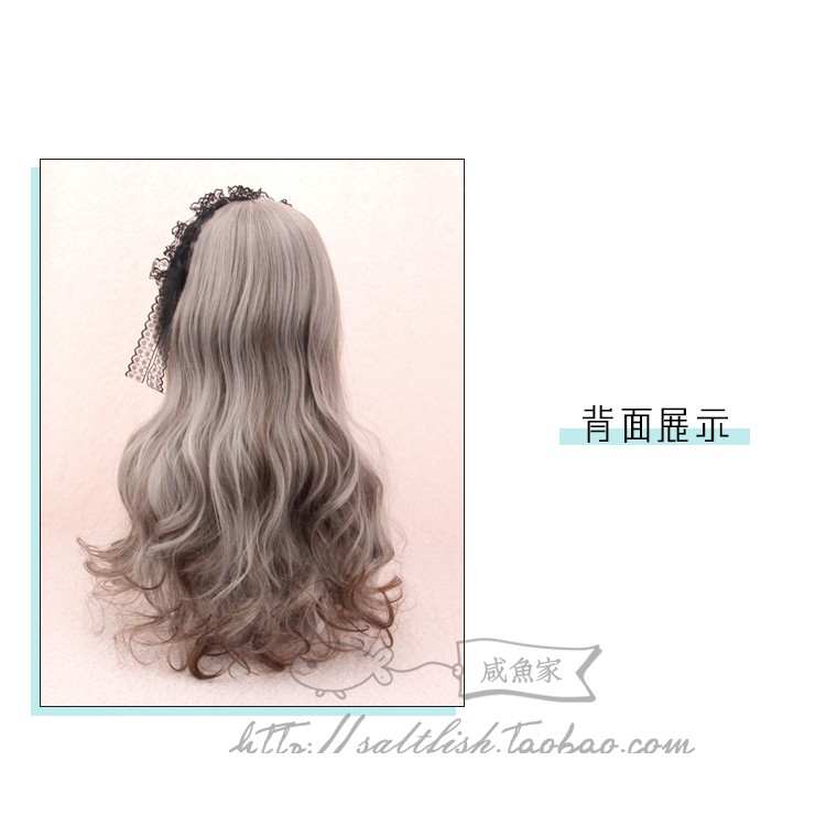 LOL-150 wig rambut palsu daily lolita korea kpop cosplay panjang wavy ash brown