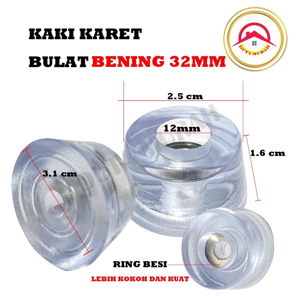 Karet Kaki untuk Kursi Meja Bulat / Karet Bulat Anti Slip Hitam Clear + Ring