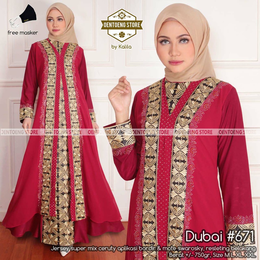 ABAYA DUBAI 671 /GAMIS ABAYA TURKEY JUMBO LD 120/ABAYA TURKEY WARNA RED