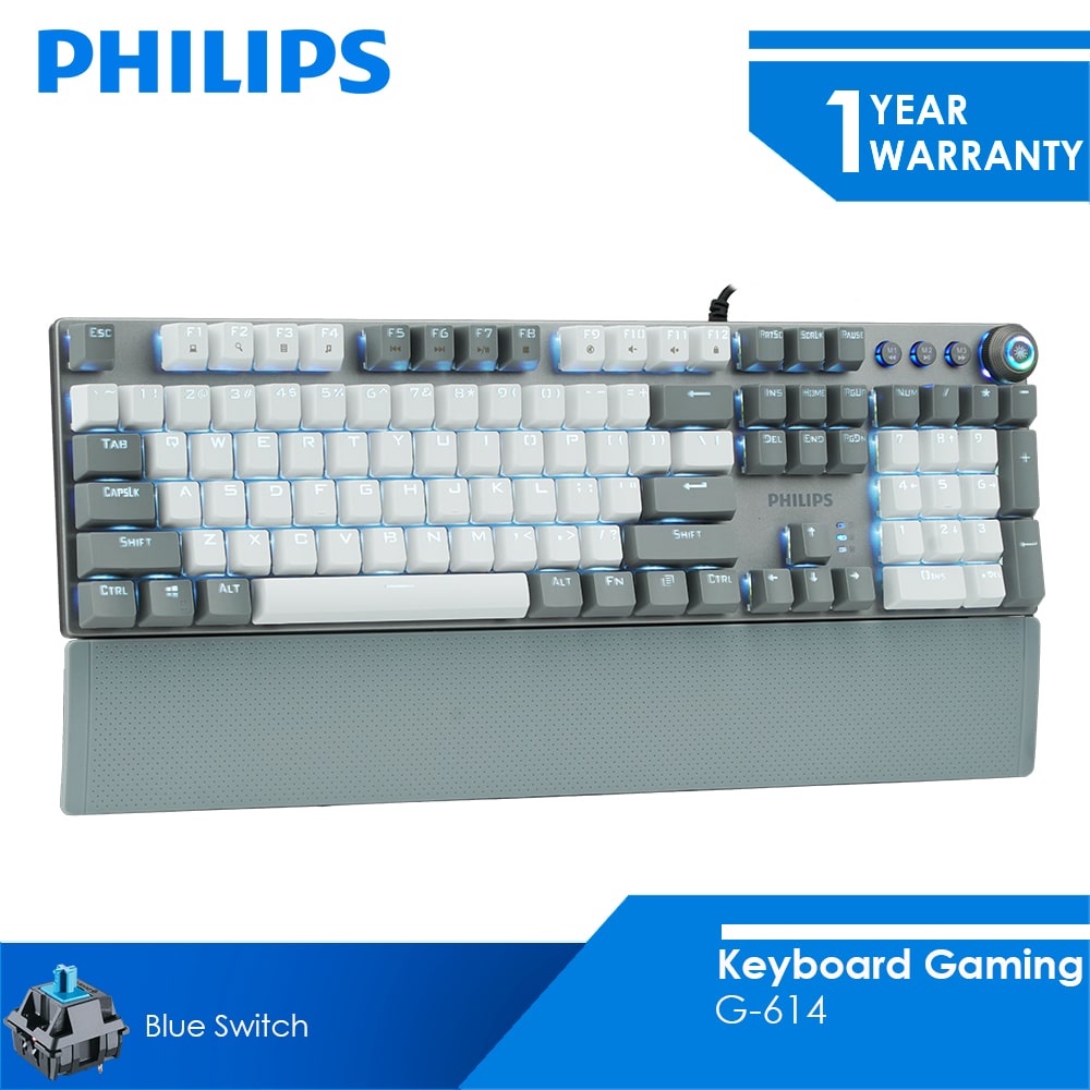 Philips Keyboard Gaming Mechanical 2.4GHz G-614 - Grey-White