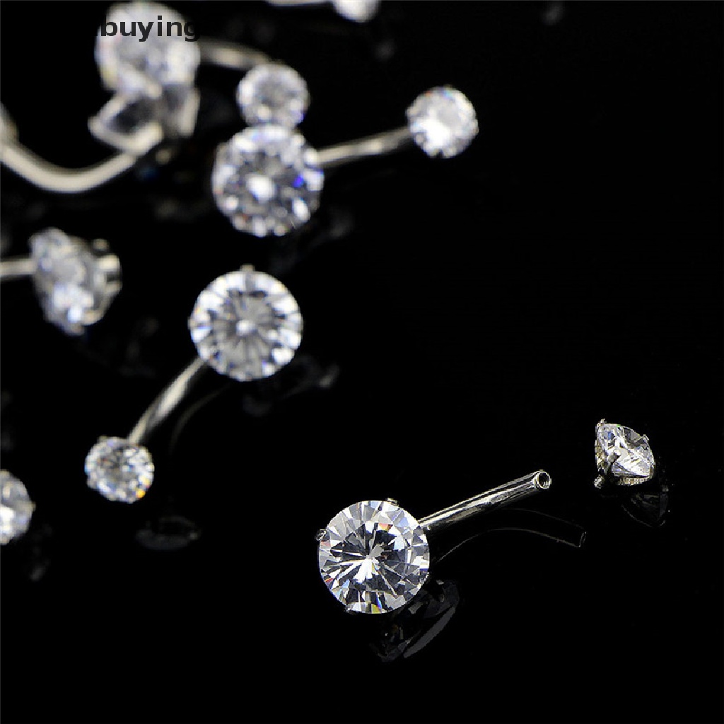 Hbid Anting Tindik Perut / Pusar Surgical Steel Dengan Kristal Untuk Wanita