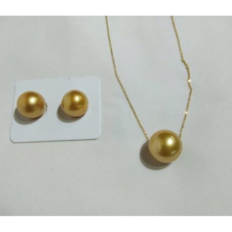 Set emas kalung giwang 22 karat mutiara air laut GRADE A