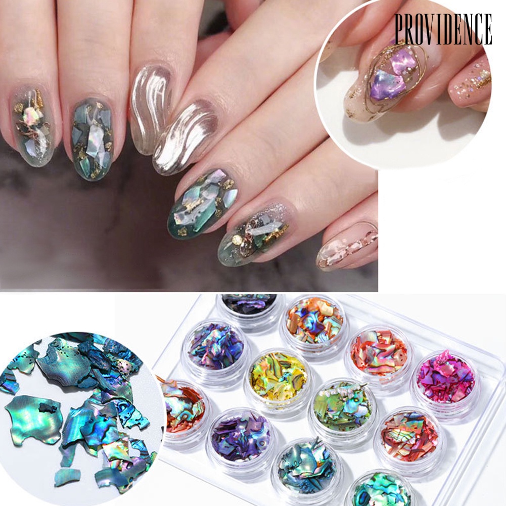 Providence 12Pcs/Set Pro Women Shell Pieces Sequins Nail Art Decorations Manicure Tools