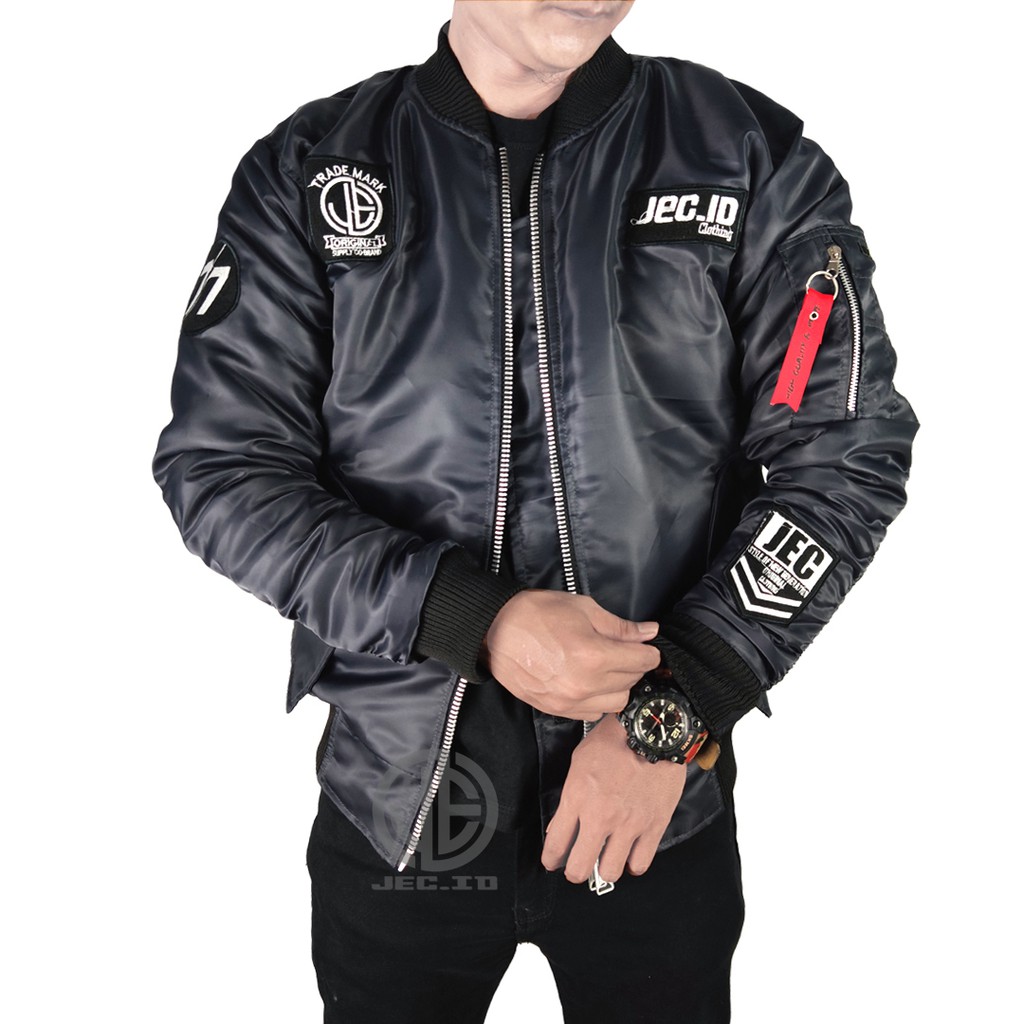 Jaket Bomber Original Jec 77 DarkGrey Full Premium Waterproof | Parasut | Parasit | Jaket Motor