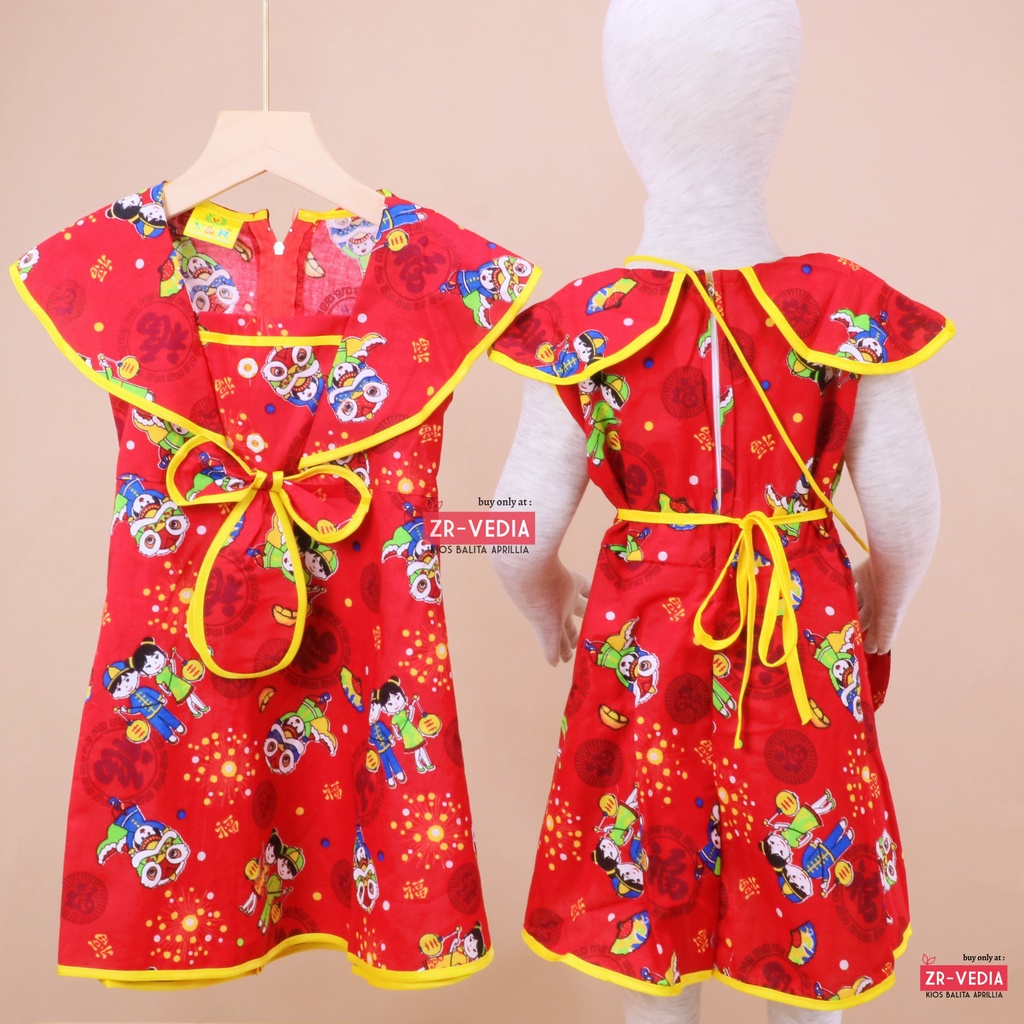 Dress Sanghai Uk Bayi - 5 Tahun (GRATIS TAS) / Baju Imlek Bayi Balita Anak Perempuan Chinese Merah