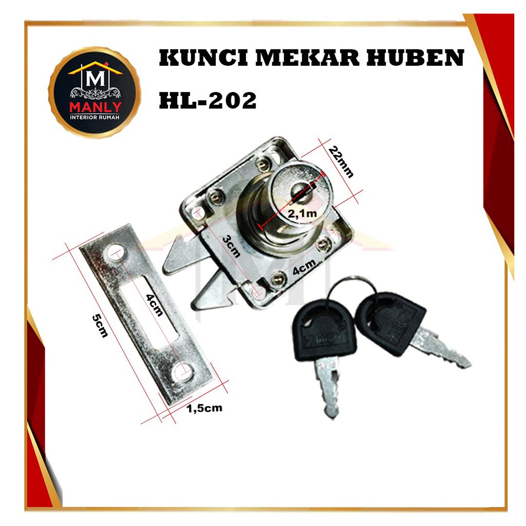 Kunci Laci Mekar 202 Mekar HL 505 Lemari Pintu Geser Sliding Laci Loker...FREE SEKRUP