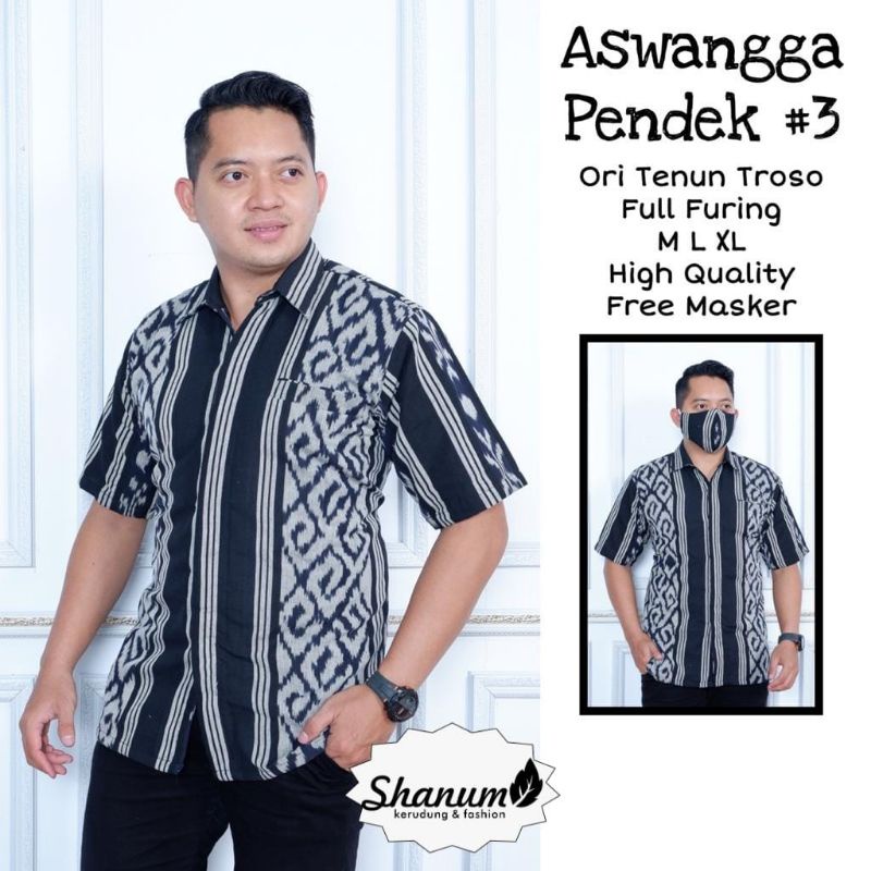 Aswangga Pendek 3 Batik Pria Bahan Tenun Troso Lapis Furing SH