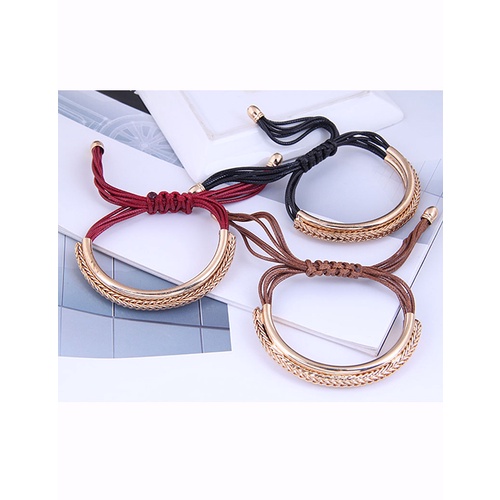 LRC Gelang Tangan  Fashion Metal Wax Rope Bracelet A63209