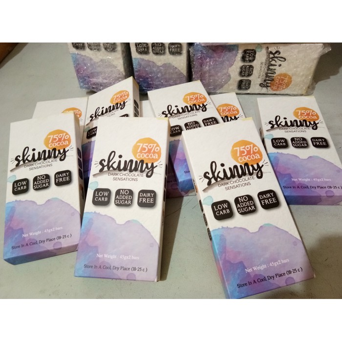 

SKINNY COKLAT LOW CARBO/ KETOFY / ISI 2 BAR @45GRAM