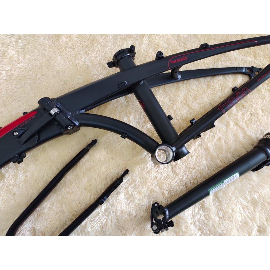 Frameset Sepeda Lipat Fnhon Tornado Hitam Doff Merah 20 22 inch