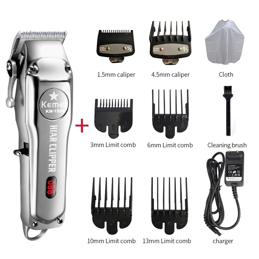 Hair Clipper Kemei KM 1996 LED Display Alat Cukur Rambut Cas Full Metal Body