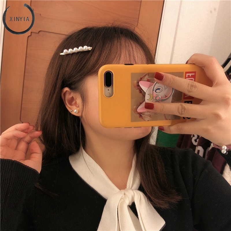 3Pcs Jepit Rambut Aksen Mutiara Ala Korea Bahan Metal untuk Wanita