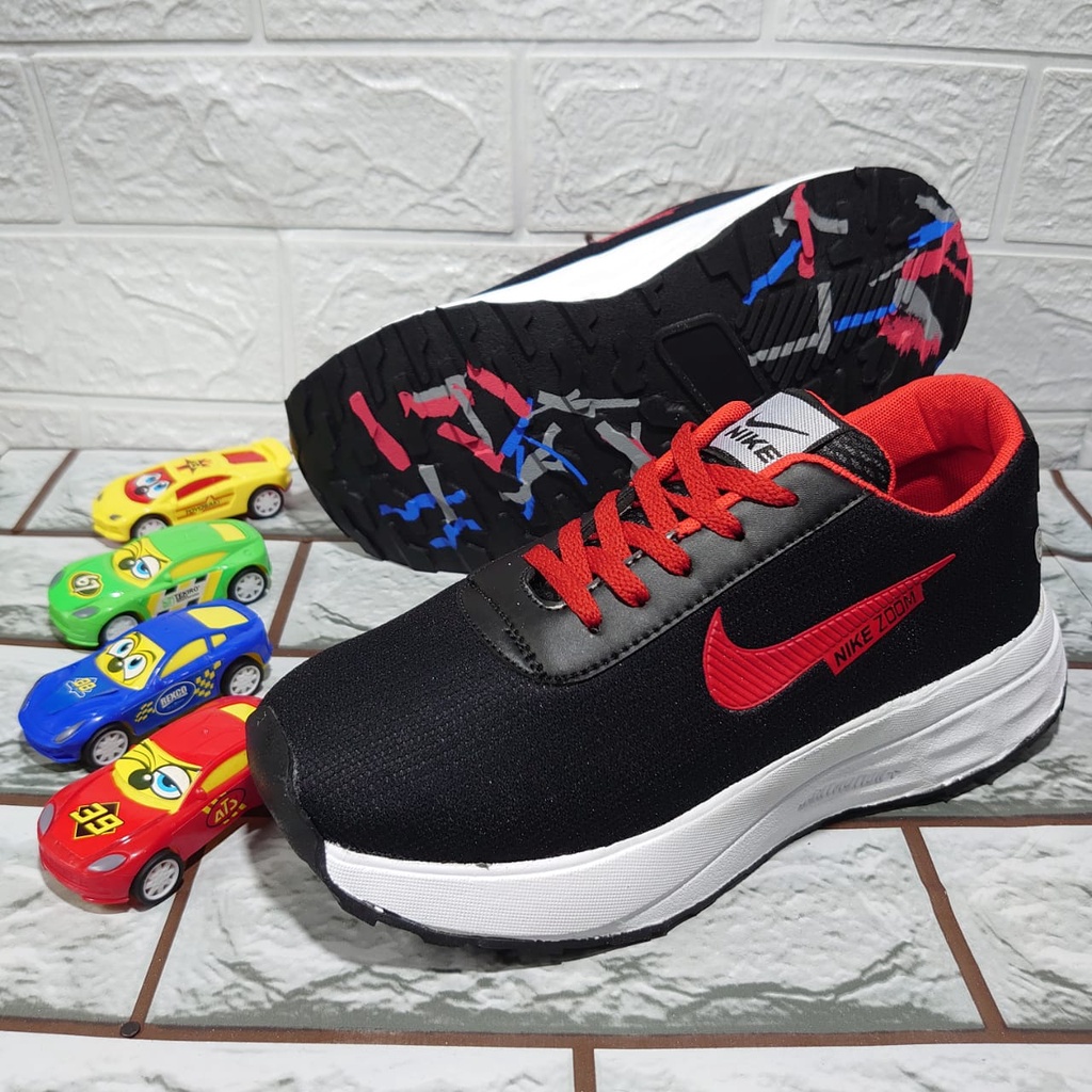PROMO//SEPATU NIKE ZOOM ANAK TERBARU HITAM PUTIH / SEPATU SNEAKERS IMPORT SEKOLAH HITAM