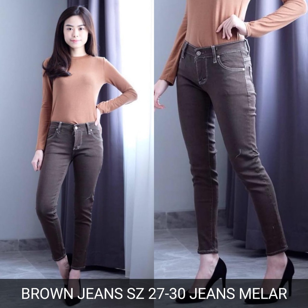 CELANA WANITA HIPSTER BASIC BROWN JEANS