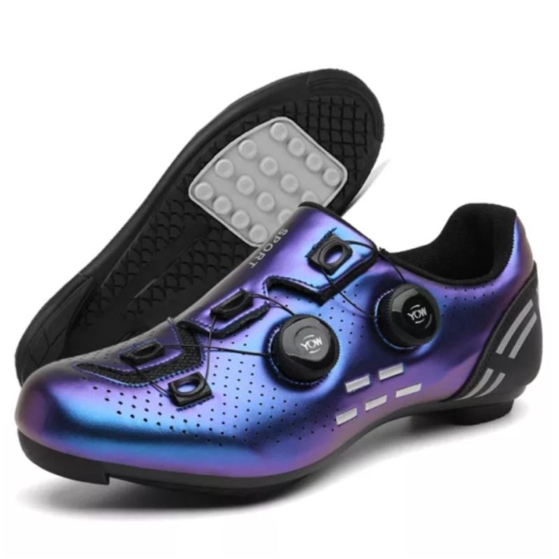 Sport Sepatu Sepeda Non Cleat 2 BOA Sepatu Gowes Bicycle Shoes Non Cleats Blue