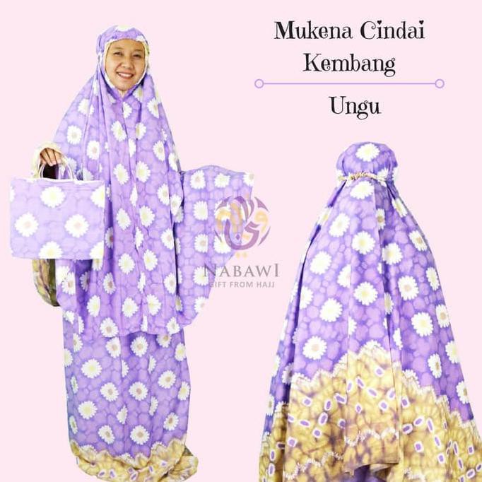 Mukena Mukenah Setelan Katun Bali Cindai Kembang Jumbo Oleh Oleh Haji - Biru ALE69