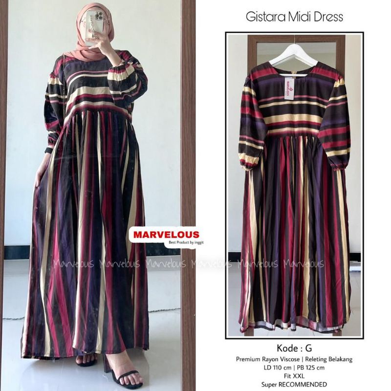 GISTARA MIDI DRESS BY MARVELOUS (DRESS MUSLIMAH) Midi dress premium rekomended