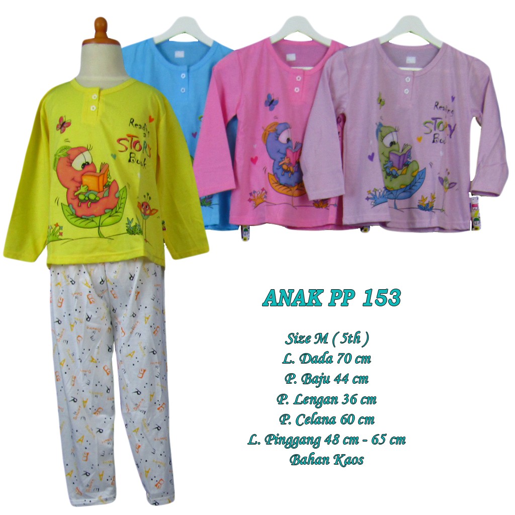  Baju  Tidur  Piyama Anak PP 5th Murah Lengan  Panjang  Size M 