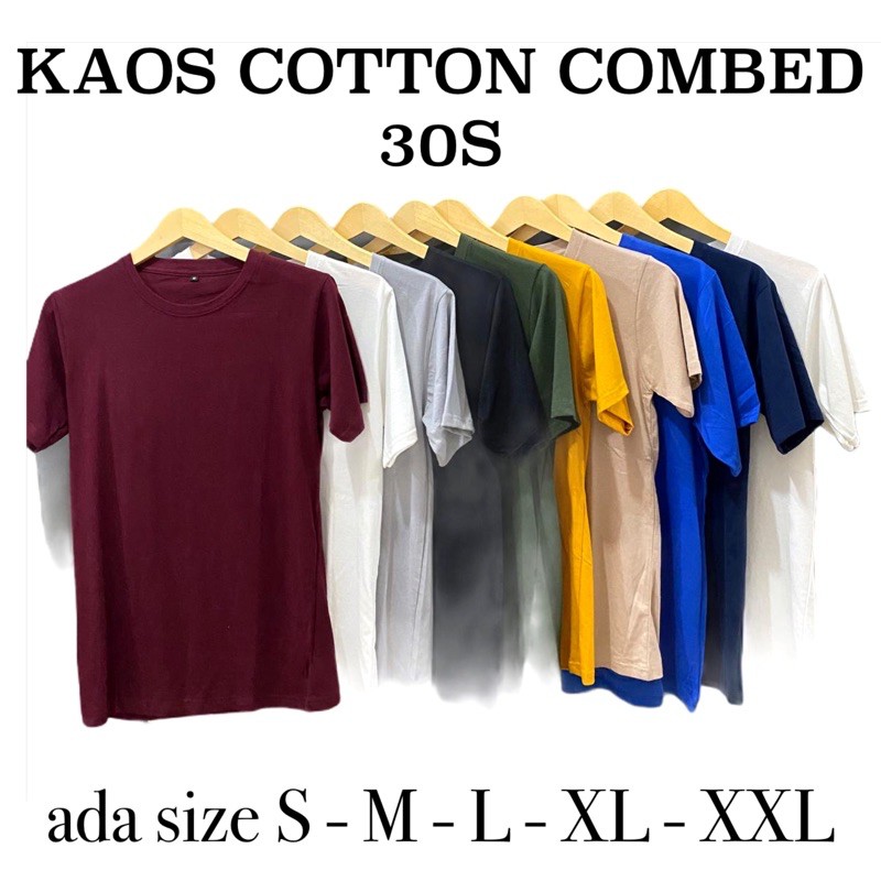 KAOS POLOS B COTTON COMBED 30S MURAH BASIC TEE UNISEX MURAH O NECK ...