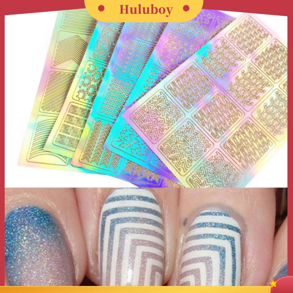 Huluboy Huluboy♡ 3 Lembar Stiker Kuku 3D Untuk Dekorasi Manicure