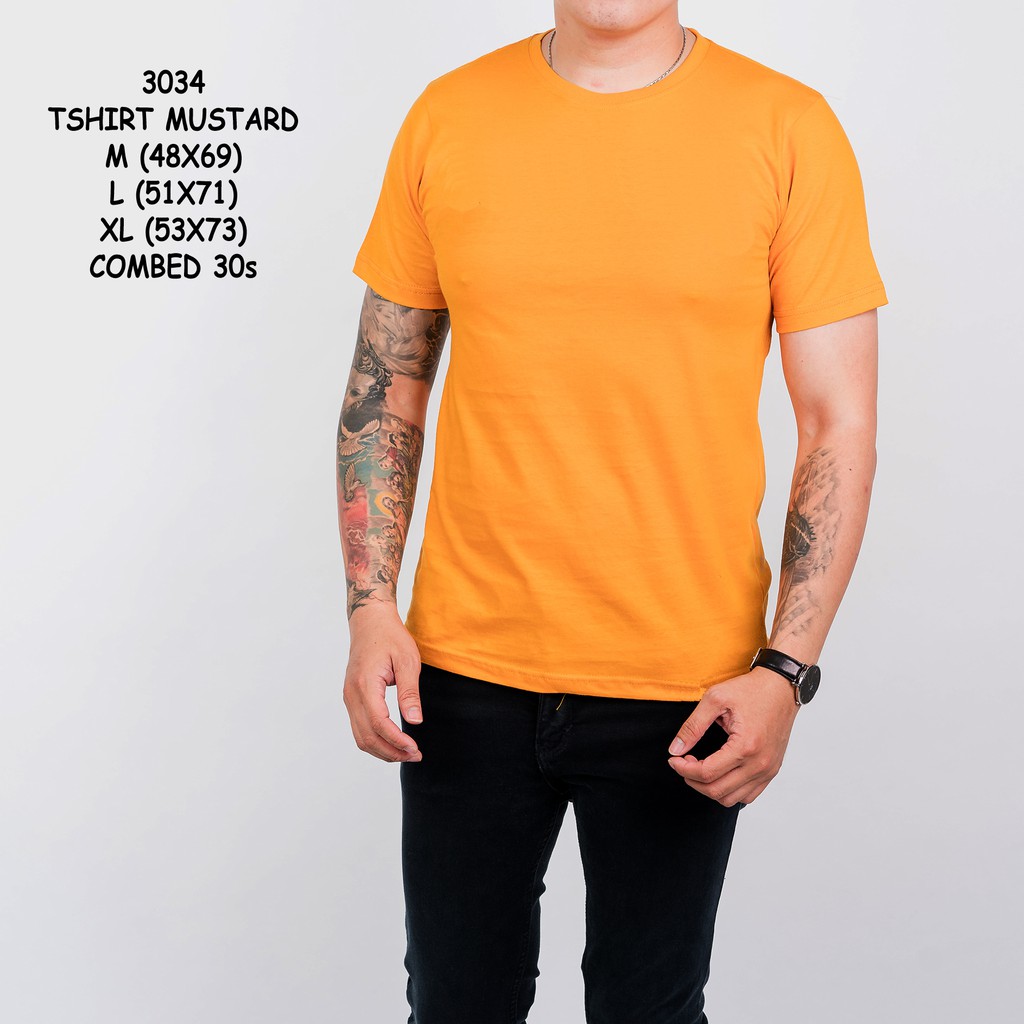  Kaos  Tshirt Pria  ukuran  jumbo  Lengan Pendek Mustard Simple 