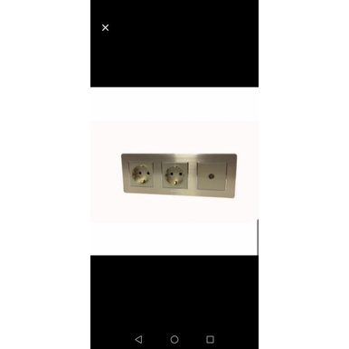Saklar 3 gang stop kontak + stop kontak + outlet tv Boton K2 Gold Champagne