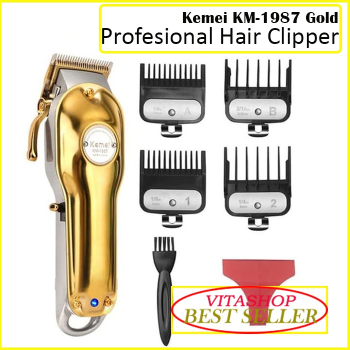 KEMEI 1987 GOLD MESIN CUKUR RAMBUT Hair Clipper Alat Pangkas dan Potong Rambut