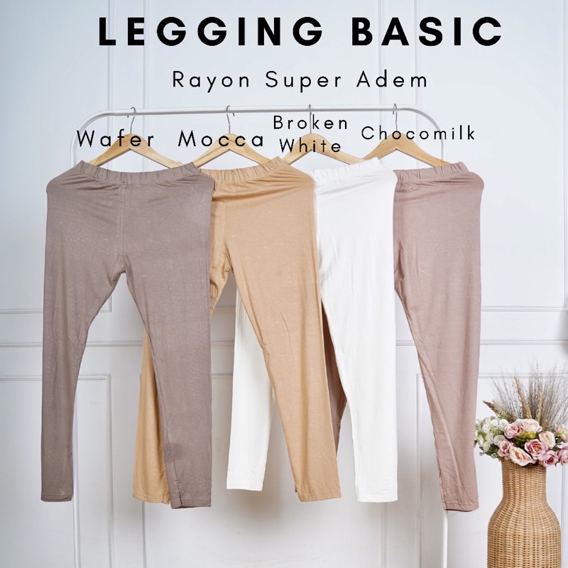 Legging Basic Kaos Rayon Adem Ukuran Standar dan Jumbo