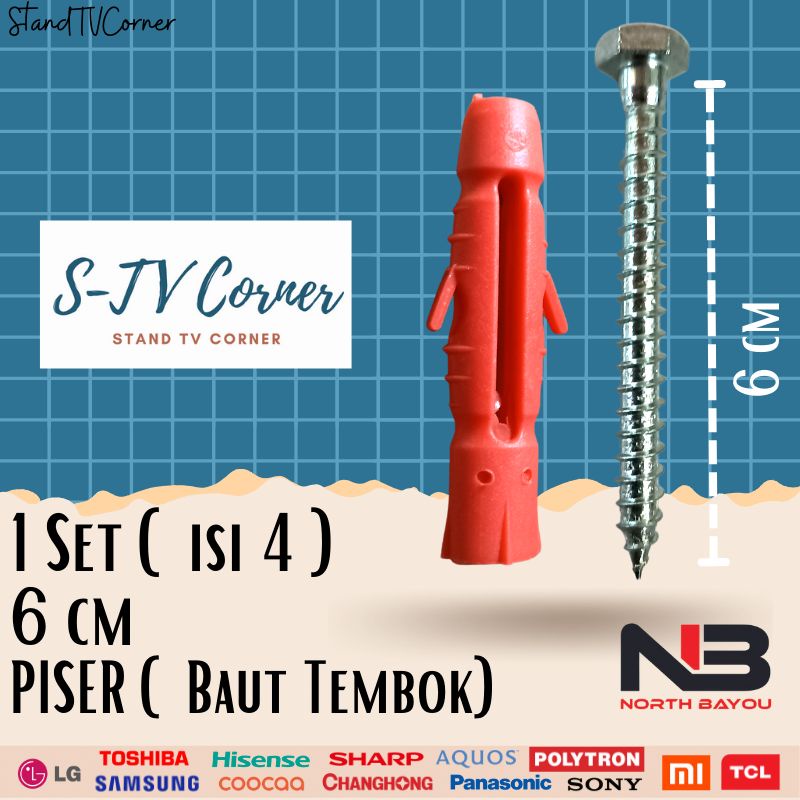 Baut tembok piser panjang 6 cm Impor high quality