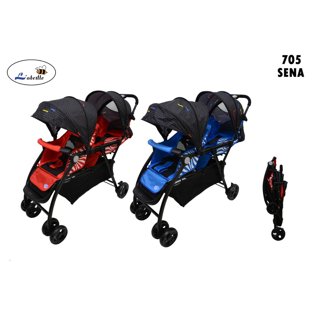 Labeille Stroller Kembar Sena 705 - Kereta Dorong Bayi Kembar - Blue