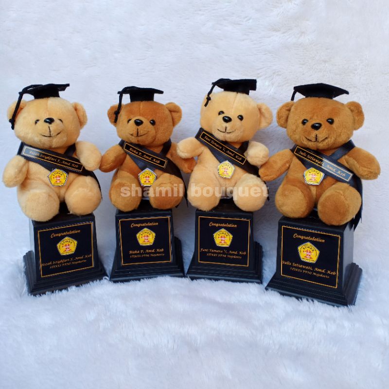 piala boneka/free kemas mika kotak/teddy bear/boneka wisuda