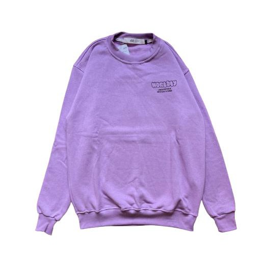 Jaket Sweater Crewneck H AND M WORDLY – Lilac  Edition Fashion Trendy Casual Pria Good Brand Quality