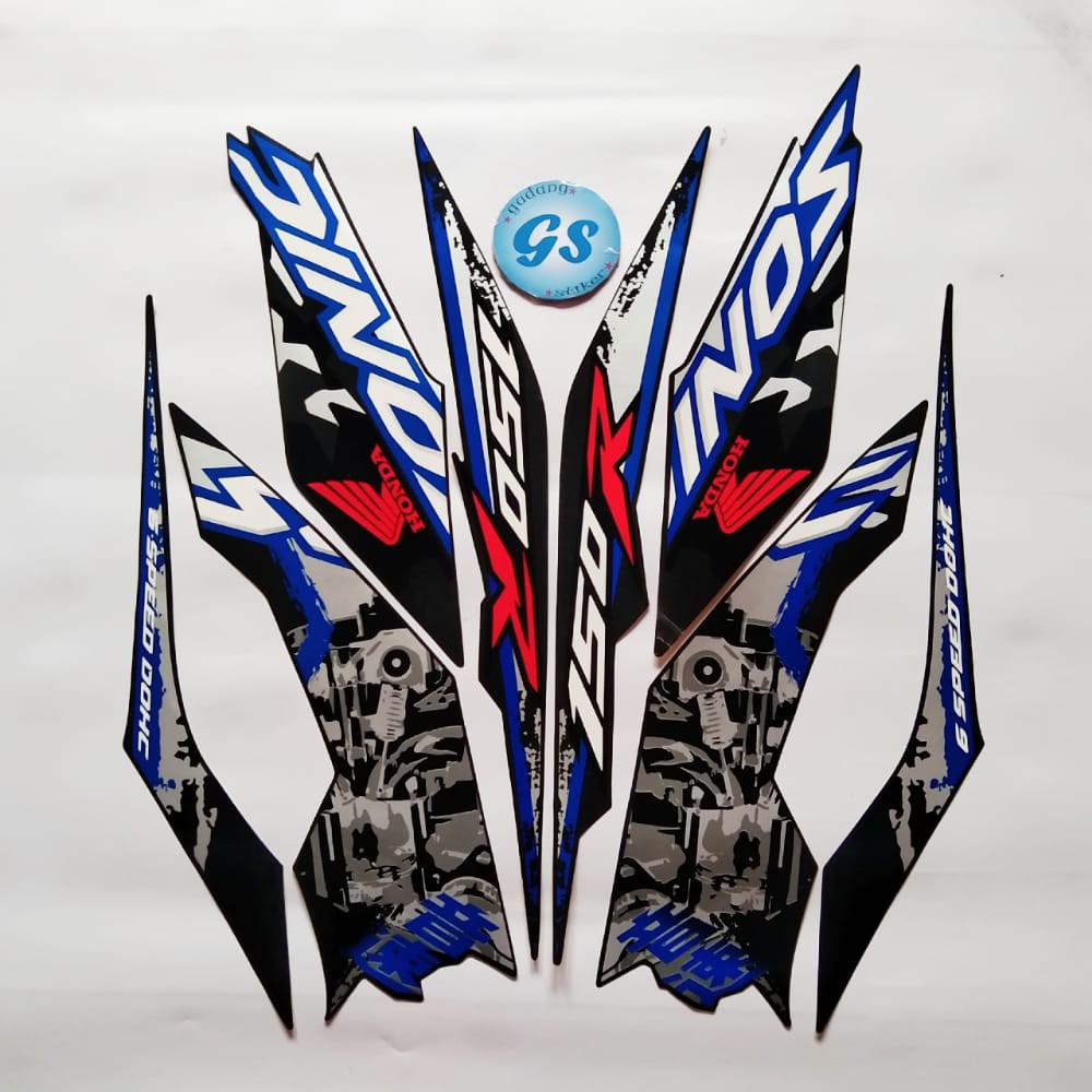 Striping Stiker Motor Sonic 150r 2019 se full hitam- R merah